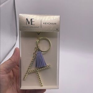 Expressions Gold and Lavender Keychain letter K
